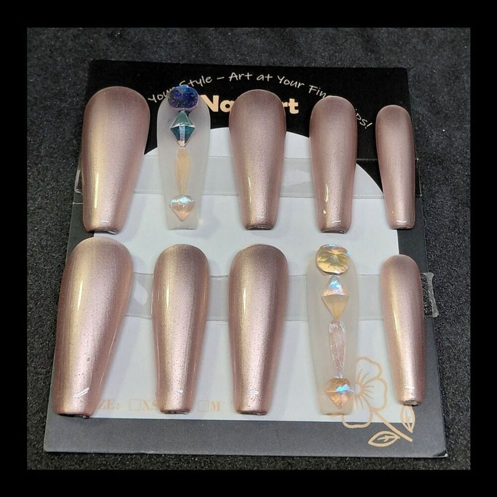 4/$40 ***Summer Sale***Elegant Metallic Handmade Gel Press-On Nails